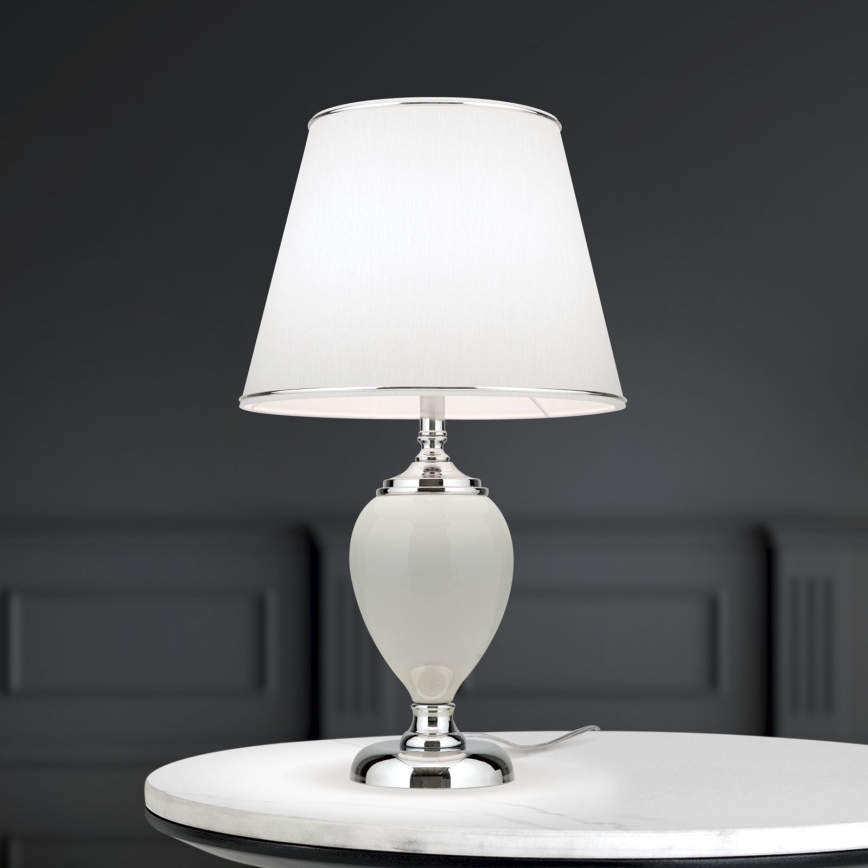 Eπιτραπέζιο φωτιστικό OVUM 1xE27/40W/230V 48 cm ceramics λευκό/γυαλιστερό χρώμιο