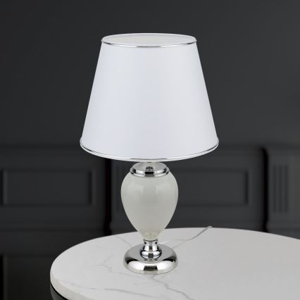Eπιτραπέζιο φωτιστικό OVUM 1xE27/40W/230V 48 cm ceramics λευκό/γυαλιστερό χρώμιο