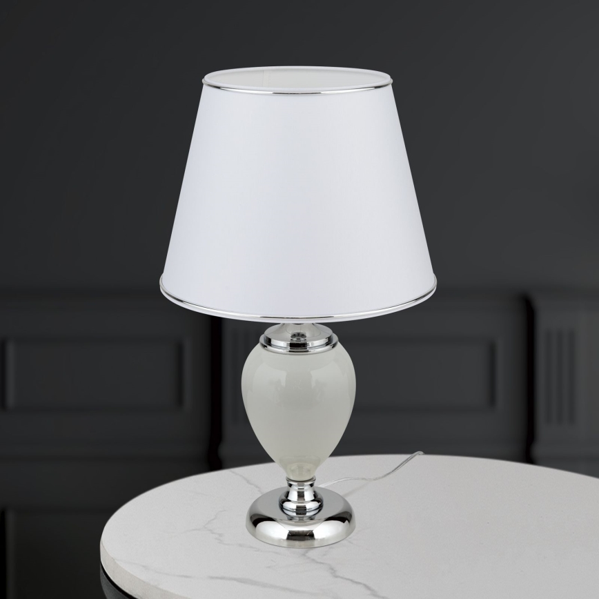 Eπιτραπέζιο φωτιστικό OVUM 1xE27/40W/230V 48 cm ceramics λευκό/γυαλιστερό χρώμιο