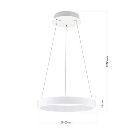 Orion - LED Ρυθμιζόμενο κρεμαστό φωτιστικό σε καλώδιο KOLK LED/40W/230V 2700/3000/4000K διάμ. 40 cm λευκό