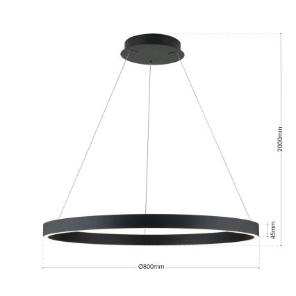 Orion - Ρυθμιζόμενο LED κρεμαστό φωτιστικό με καλώδιο KOLK LED/80W/230V 2700/3000/4000K Ø 80 cm μαύρο