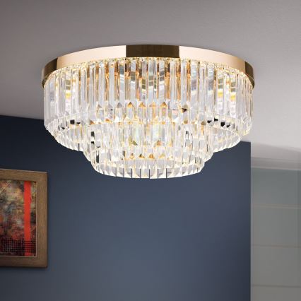 LED Ρυθμιζόμενο Κρυστάλλινο Οροφής Φωτιστικό PRISM LED/80W/230V διάμ. 55 εκ. 24Κ χρυσό