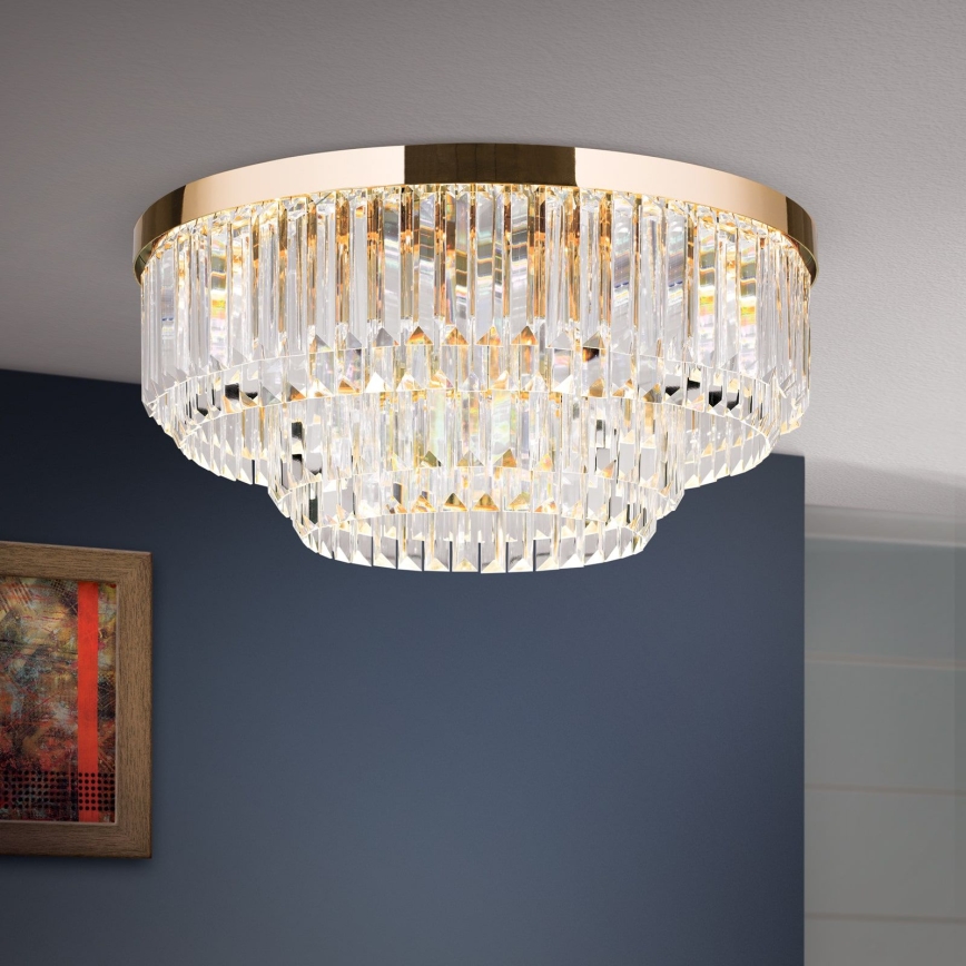 LED Ρυθμιζόμενο Κρυστάλλινο Οροφής Φωτιστικό PRISM LED/80W/230V διάμ. 55 εκ. 24Κ χρυσό