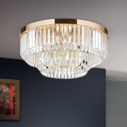 LED Ρυθμιζόμενο Κρυστάλλινο Οροφής Φωτιστικό PRISM LED/80W/230V διάμ. 55 εκ. 24Κ χρυσό