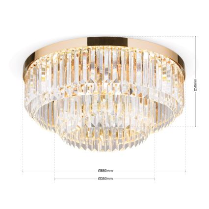 LED Ρυθμιζόμενο Κρυστάλλινο Οροφής Φωτιστικό PRISM LED/80W/230V διάμ. 55 εκ. 24Κ χρυσό