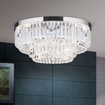 LED Ρυθμιζόμενο κρυστάλλινο οροφής φωτιστικό PRISM LED/80W/230V διάμ. 55 εκ. γυαλιστερό χρώμιο