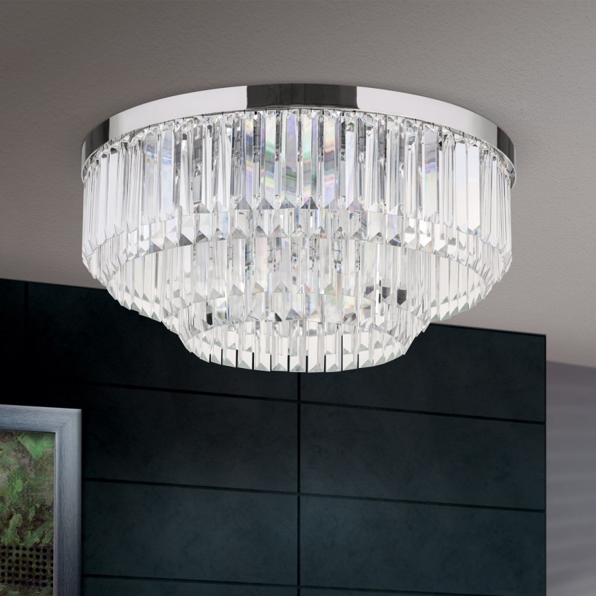 LED Ρυθμιζόμενο κρυστάλλινο οροφής φωτιστικό PRISM LED/80W/230V διάμ. 55 εκ. γυαλιστερό χρώμιο