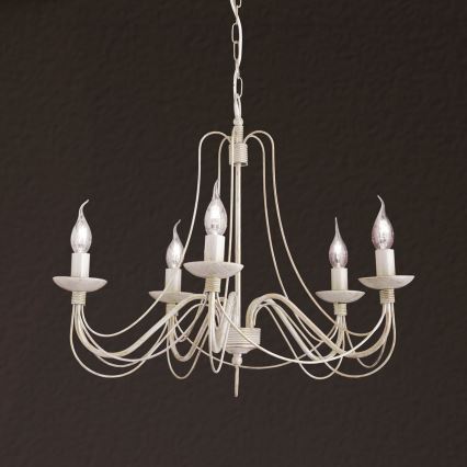 Κρεμαστό φωτιστικό οροφής VELA 5xE14/40W/230V διάμετρος 60 cm λευκό/χρυσό/πατίνα