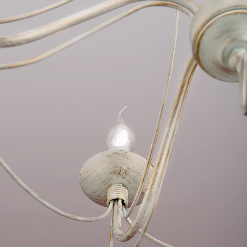 Κρεμαστό φωτιστικό οροφής VELA 5xE14/40W/230V διάμετρος 60 cm λευκό/χρυσό/πατίνα