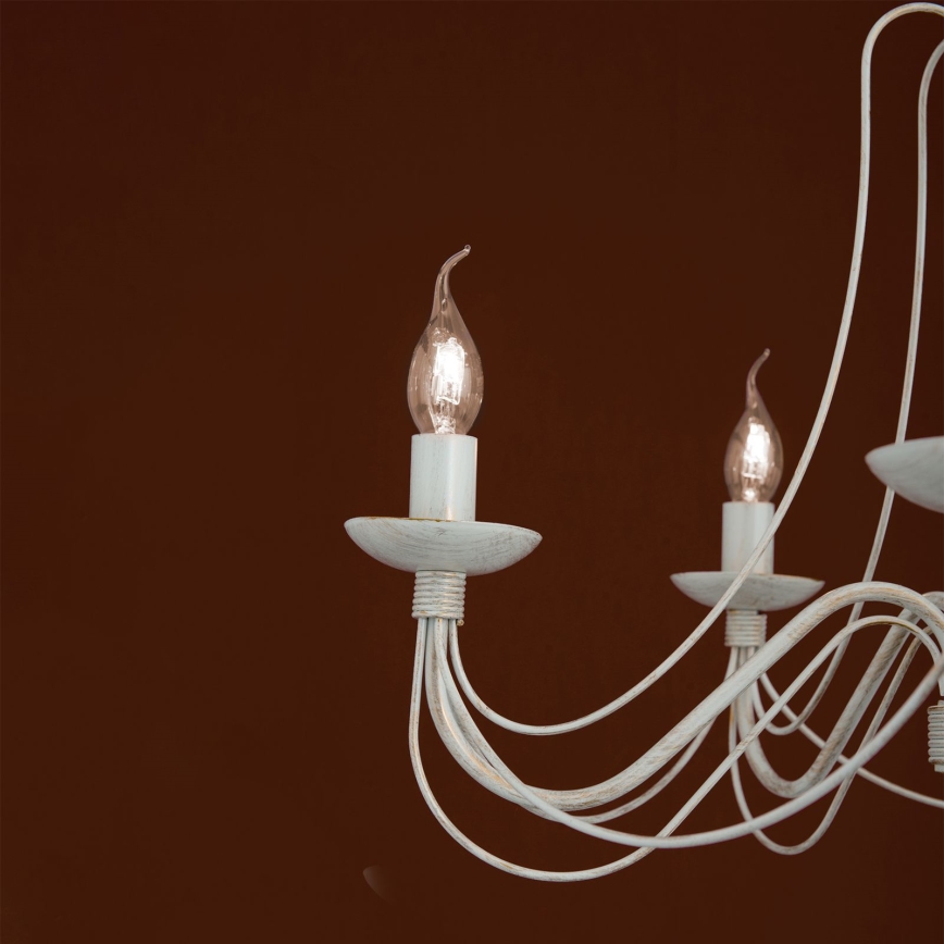 Κρεμαστό φωτιστικό οροφής VELA 5xE14/40W/230V διάμετρος 60 cm λευκό/χρυσό/πατίνα