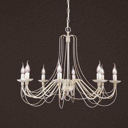 Κρεμαστό φωτιστικό οροφής VELA 8xE14/40W/230V διάμετρος 80 cm λευκό/χρυσό/πατίνα