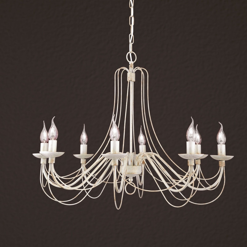 Κρεμαστό φωτιστικό οροφής VELA 8xE14/40W/230V διάμετρος 80 cm λευκό/χρυσό/πατίνα