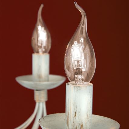 Κρεμαστό φωτιστικό οροφής VELA 8xE14/40W/230V διάμετρος 80 cm λευκό/χρυσό/πατίνα