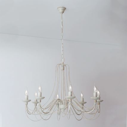 Κρεμαστό φωτιστικό οροφής VELA 8xE14/40W/230V διάμετρος 80 cm λευκό/χρυσό/πατίνα