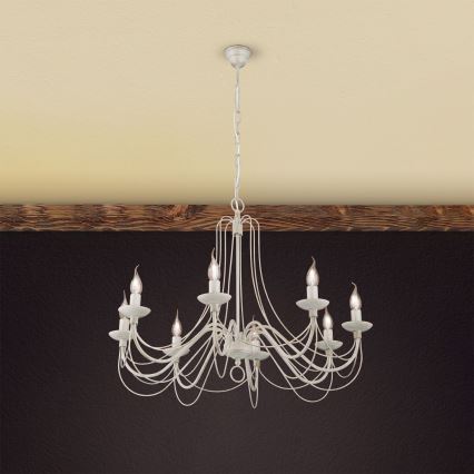 Κρεμαστό φωτιστικό οροφής VELA 8xE14/40W/230V διάμετρος 80 cm λευκό/χρυσό/πατίνα