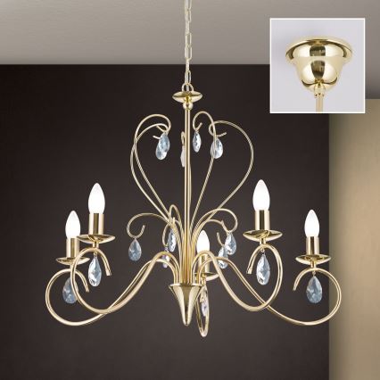 Κρυστάλλινο πολύφωτο με αλυσίδα ALESSIA 5xE14/40W/230V χρυσό