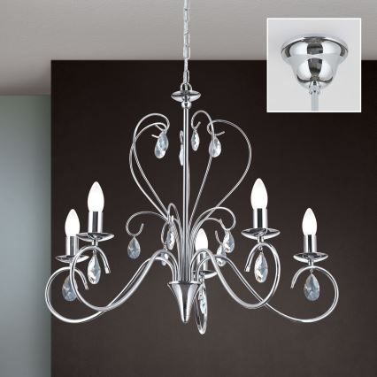 Κρυστάλλινο πολύφωτο με αλυσίδα ALESSIA 5xE14/40W/230V γυαλιστερό χρώμιο