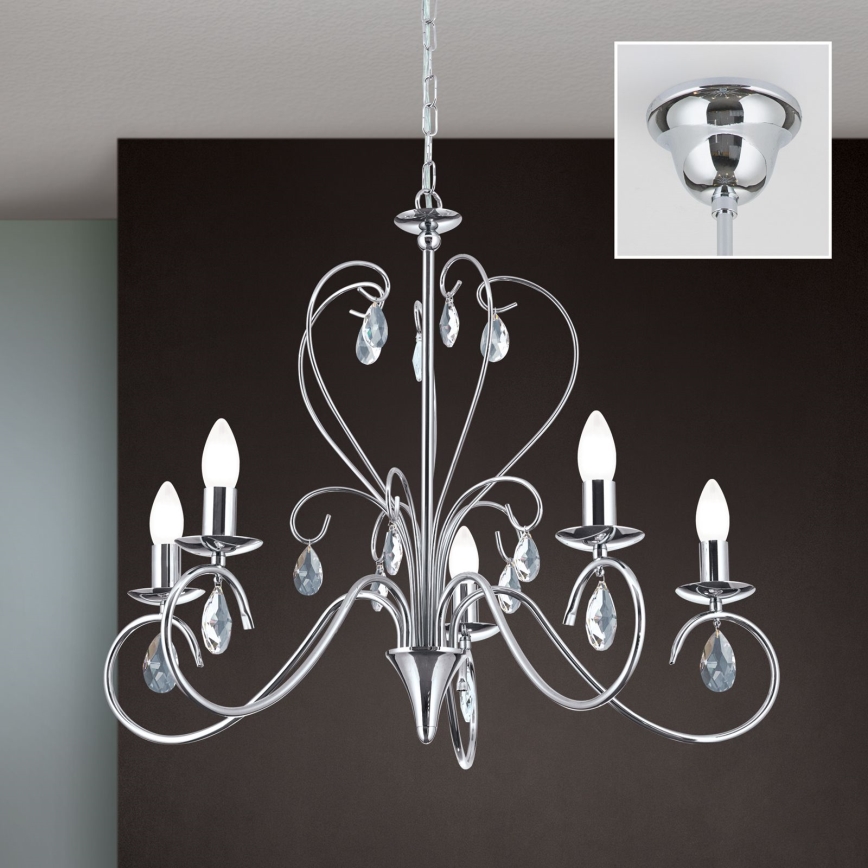 Κρυστάλλινο πολύφωτο με αλυσίδα ALESSIA 5xE14/40W/230V γυαλιστερό χρώμιο