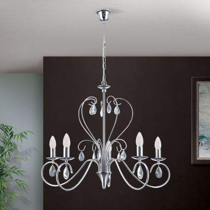 Κρυστάλλινο πολύφωτο με αλυσίδα ALESSIA 5xE14/40W/230V γυαλιστερό χρώμιο