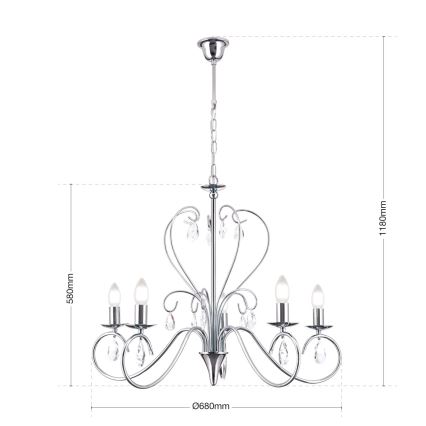 Κρυστάλλινο πολύφωτο με αλυσίδα ALESSIA 5xE14/40W/230V γυαλιστερό χρώμιο