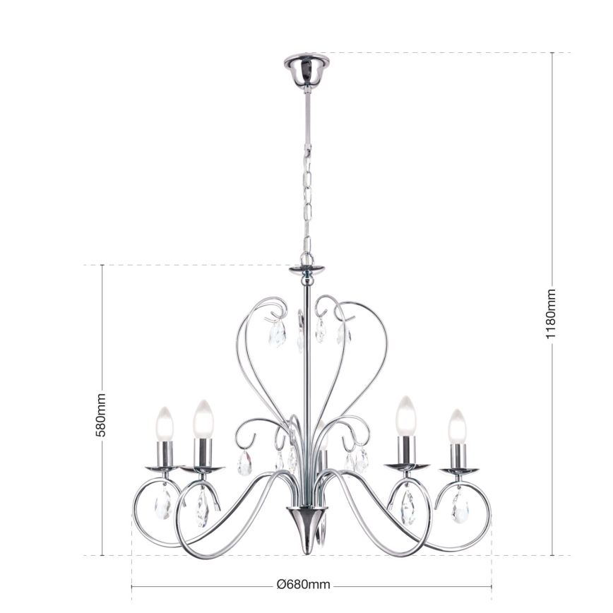 Κρυστάλλινο πολύφωτο με αλυσίδα ALESSIA 5xE14/40W/230V γυαλιστερό χρώμιο