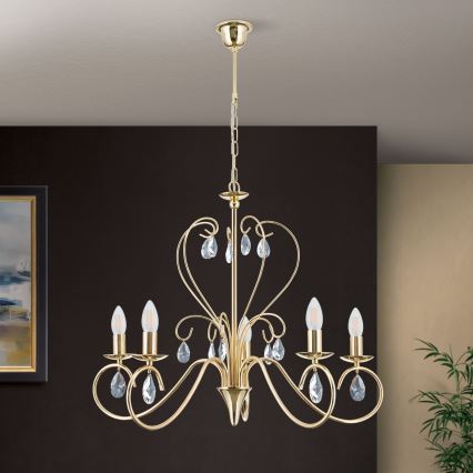 Κρυστάλλινο πολύφωτο με αλυσίδα ALESSIA 5xE14/40W/230V χρυσό
