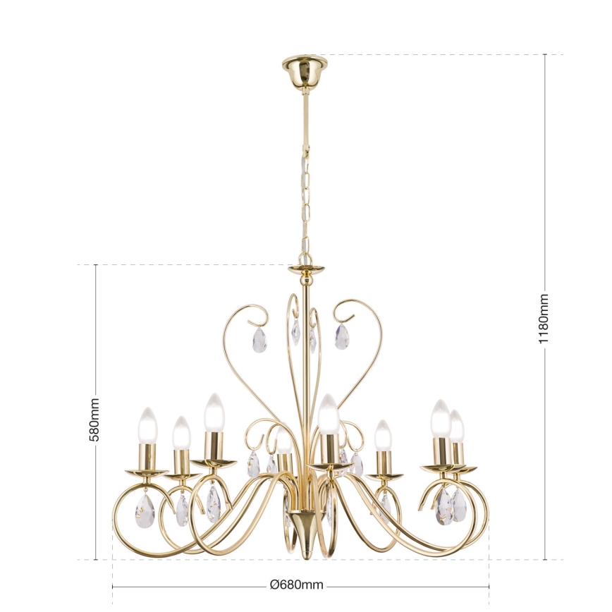 Κρυστάλλινο πολύφωτο με αλυσίδα ALESSIA 8xE14/40W/230V χρυσό