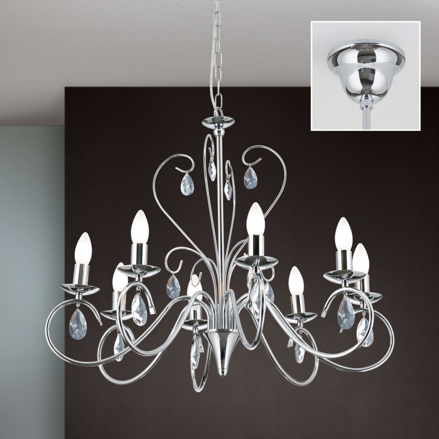 Κρυστάλλινο πολύφωτο με αλυσίδα ALESSIA 8xE14/40W/230V γυαλιστερό χρώμιο