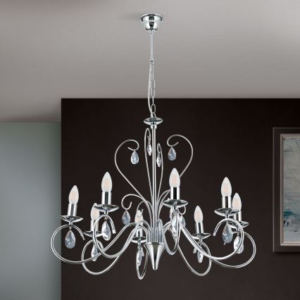 Κρυστάλλινο πολύφωτο με αλυσίδα ALESSIA 8xE14/40W/230V γυαλιστερό χρώμιο