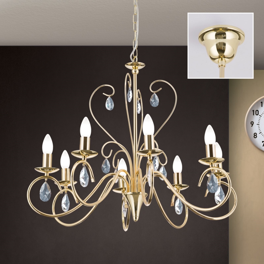 Κρυστάλλινο πολύφωτο με αλυσίδα ALESSIA 8xE14/40W/230V χρυσό