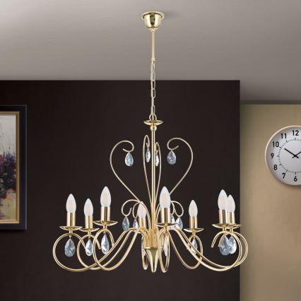 Κρυστάλλινο πολύφωτο με αλυσίδα ALESSIA 8xE14/40W/230V χρυσό