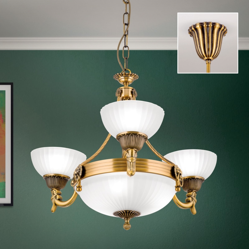 Κρεμαστό φωτιστικό οροφής ROCCA 6xE27/60W/230V διάμετρος 64 cm μπρονζέ/λευκό