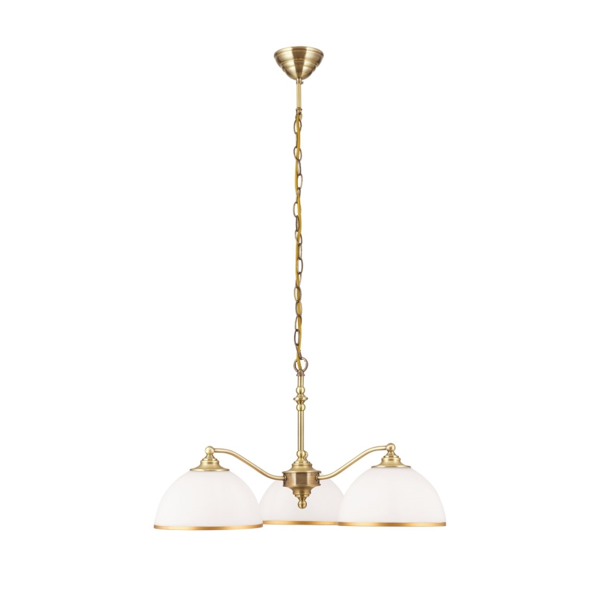 Κρεμαστό φωτιστικό οροφής OLD LAMP 3xE27/40W/230V διάμετρος 65 cm λευκό/ορείχαλκος