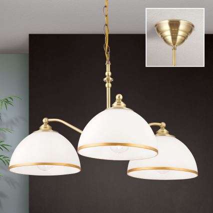 Κρεμαστό φωτιστικό οροφής OLD LAMP 3xE27/40W/230V διάμετρος 65 cm λευκό/ορείχαλκος