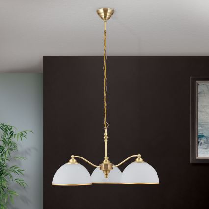 Κρεμαστό φωτιστικό οροφής OLD LAMP 3xE27/40W/230V διάμετρος 65 cm λευκό/ορείχαλκος