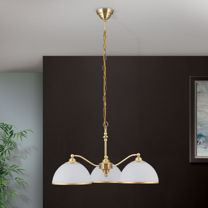 Κρεμαστό φωτιστικό οροφής OLD LAMP 3xE27/40W/230V διάμετρος 65 cm λευκό/ορείχαλκος