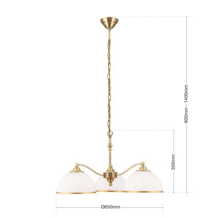 Κρεμαστό φωτιστικό οροφής OLD LAMP 3xE27/40W/230V διάμετρος 65 cm λευκό/ορείχαλκος
