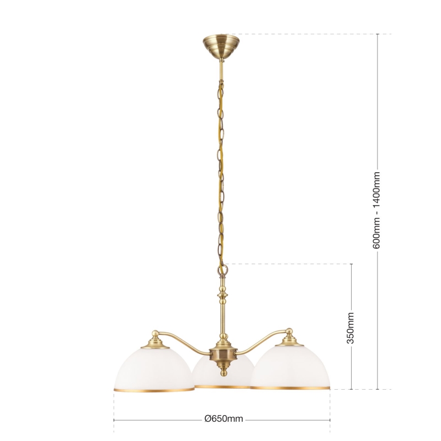 Κρεμαστό φωτιστικό οροφής OLD LAMP 3xE27/40W/230V διάμετρος 65 cm λευκό/ορείχαλκος