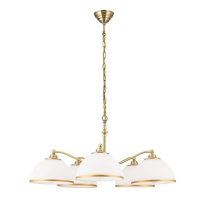 Κρεμαστό φωτιστικό οροφής OLD LAMP 5xE27/40W/230V διάμετρος 75 cm λευκό/ορείχαλκος