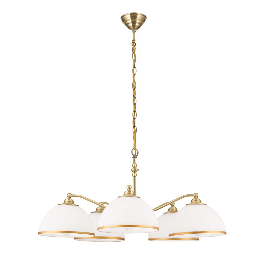 Κρεμαστό φωτιστικό οροφής OLD LAMP 5xE27/40W/230V διάμετρος 75 cm λευκό/ορείχαλκος