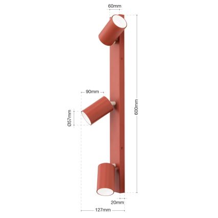 Σποτ φωτιστικό PENN 3xGU10/13W/230V σε απόχρωση τούβλου