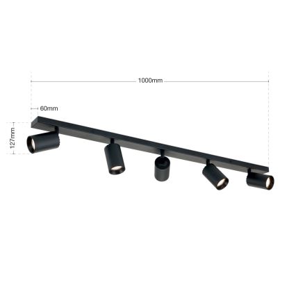 Σποτ φωτιστικό SEAN 5xGU10/13W/230V μαύρο