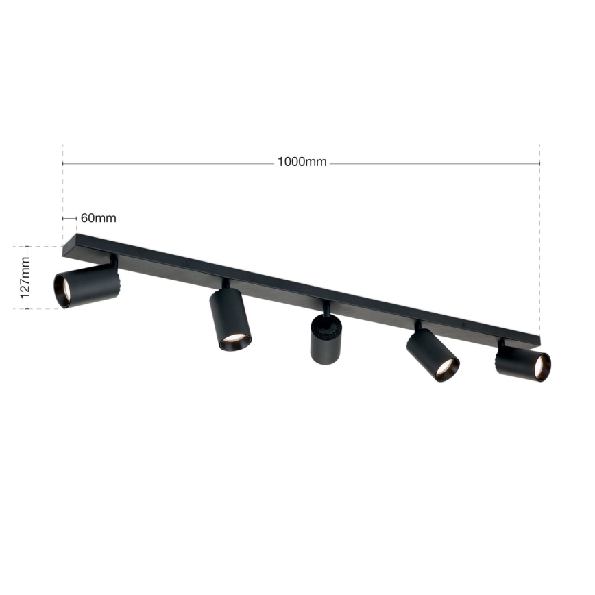 Σποτ φωτιστικό SEAN 5xGU10/13W/230V μαύρο
