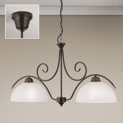 Πολυέλαιος σε αλυσίδα RULA 2xE27/40W/230V λευκό/μπρονζέ