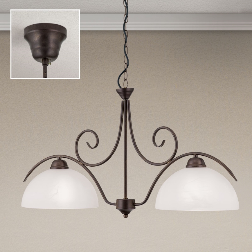 Πολυέλαιος σε αλυσίδα RULA 2xE27/40W/230V λευκό/μπρονζέ