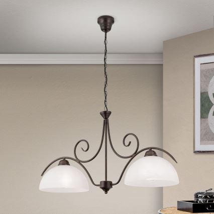 Πολυέλαιος σε αλυσίδα RULA 2xE27/40W/230V λευκό/μπρονζέ
