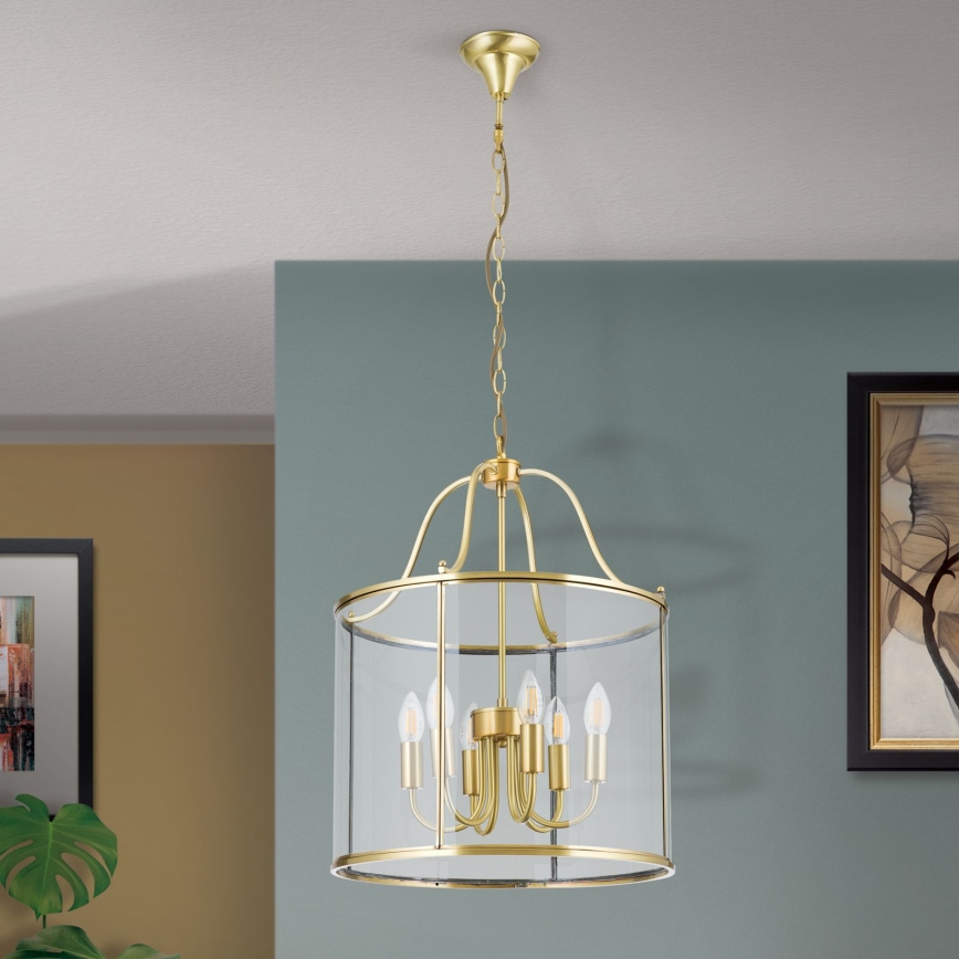 Πολυέλαιος με αλυσίδα BRUNO 6xE14/40W/230V Ø 43 cm χρυσός