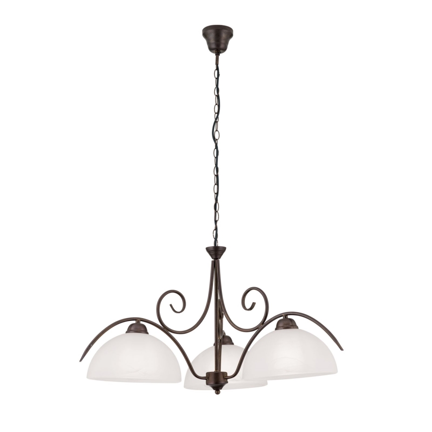 Πολυέλαιος με αλυσίδα RULA 3xE27/40W/230V Ø 70 cm λευκό/μπρονζέ