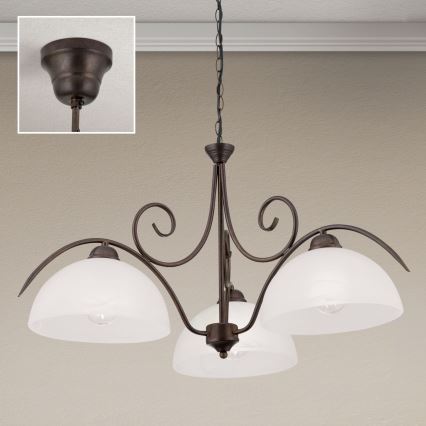 Πολυέλαιος με αλυσίδα RULA 3xE27/40W/230V Ø 70 cm λευκό/μπρονζέ