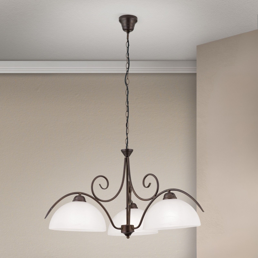Πολυέλαιος με αλυσίδα RULA 3xE27/40W/230V Ø 70 cm λευκό/μπρονζέ